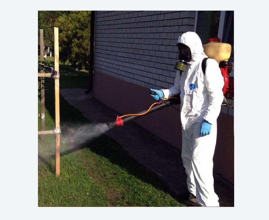 травля клещей на участке в Гагаринском районе Москвы